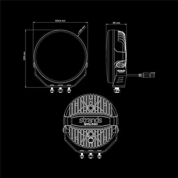 Phare LED FIREFLY 9" 145 W, longue portée, 12 076 lm, 470 m, lumière blanche/ambre, 50 angles de faisceau, ECE, R149 et R10