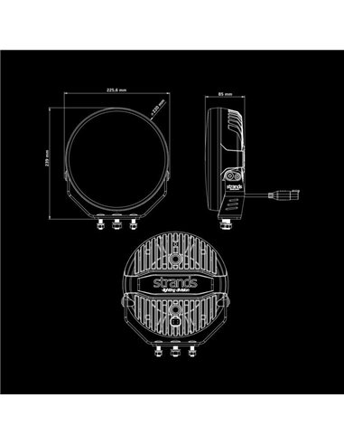 Phare LED longue portée FIREFLY 9" 145 W 12 076 lm, 470 m, lumière blanche/ambre, 50 faisceaux, ECE, R149 et R10