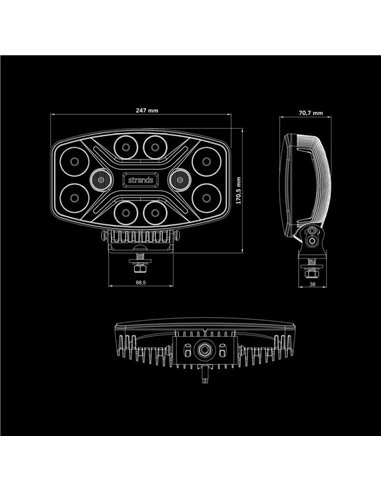 Faro LED largo alcance DARK KNIGHT INSANE 98W, 45 puntos de luz, 10500Lm, 437m, 3 funciones, ECE R7, R65, R112