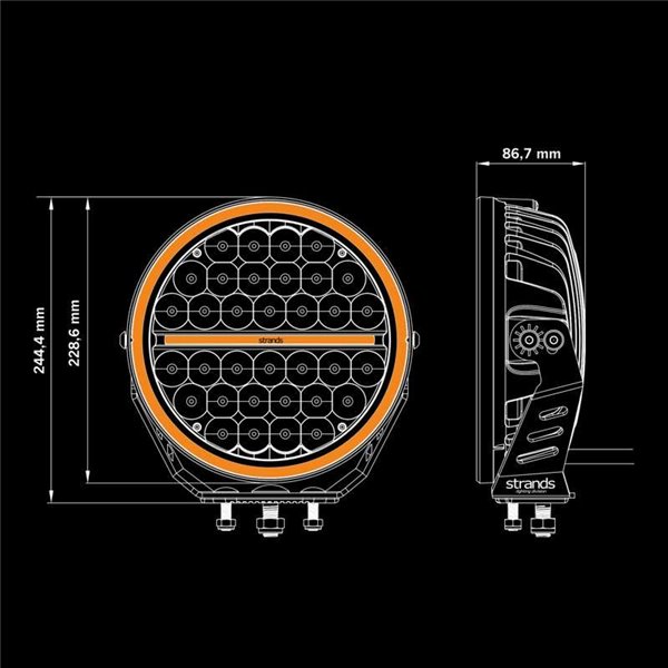 Faro LED largo alcance SIBERIA NR 9" NIGHT RANGER 145W, 13377Lm, 465m, luz blanca/ámbar, ECE R7 R112 R10