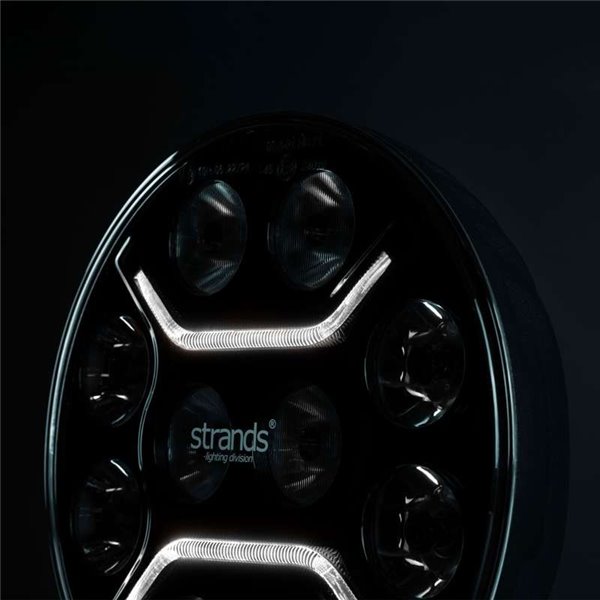 Farol de LED de longo alcance STRANDS DARK KNIGHT INTENSE de 9" e 130 W, 13500 Lm, 480 m, branco/âmbar, ECE R7, R112 e R10