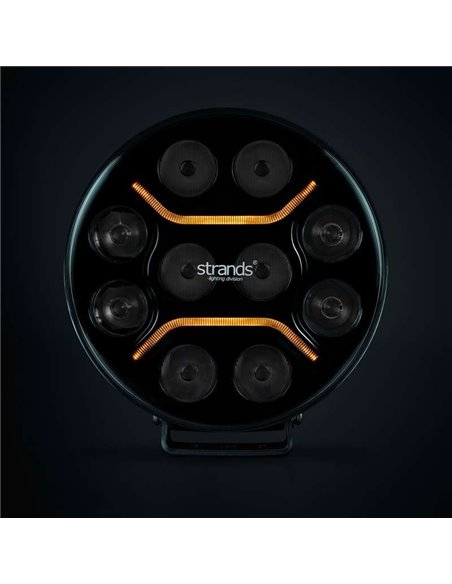Faro LED largo alcance STRANDS DARK KNIGHT INTENSE 9" 130W, 13500Lm, 480m, blanca/ámbar, ECE R7, R112 y R10