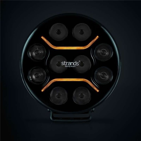 Faro LED largo alcance STRANDS DARK KNIGHT INTENSE 9" 130W, 13500Lm, 480m, blanca/ámbar, ECE R7, R112 y R10