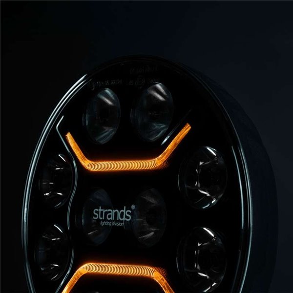 Farol de LED de longo alcance STRANDS DARK KNIGHT INTENSE de 9" e 130 W, 13500 Lm, 480 m, branco/âmbar, ECE R7, R112 e R10