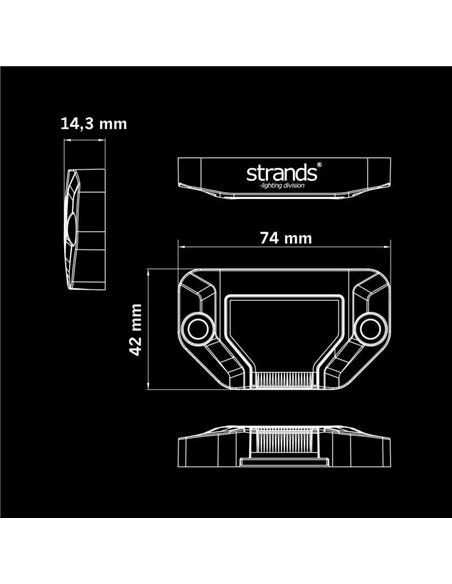 Luz de trabajo LED UNITY ROCK ámbar, para superficies planas o curvas, 5,2W 340Lm, IP69K