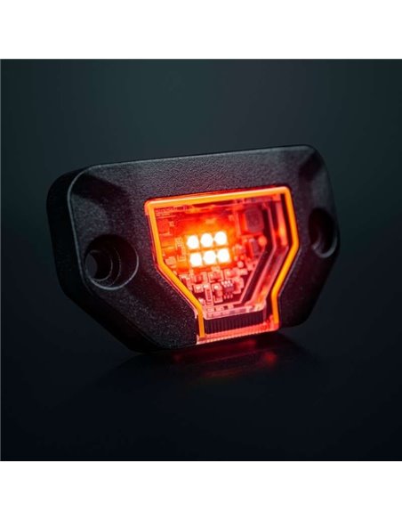 Luz de trabalho LED UNITY ROCK, vermelha, para superfícies planas ou curvas, 5W 200Lm, IP69K