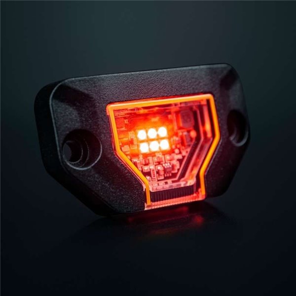 Luz de trabajo LED UNITY ROCK rojo, para superficies planas o curvas, 5W 200Lm, IP69K