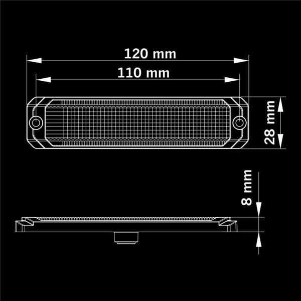 Luz LED de posición ámbar DARK KNIGHT SM6, con lente super oscura, R91, 3,3W 120x8x28mm