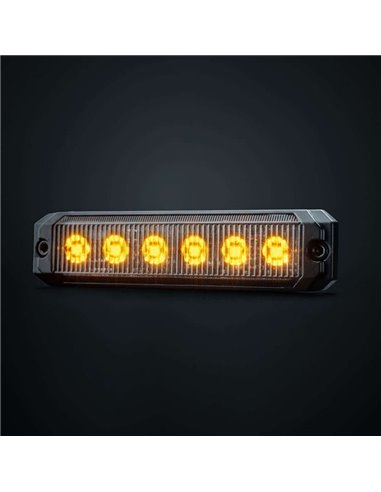Luz LED de posición ámbar DARK KNIGHT SM6, con lente super oscura, R91, 3,3W 120x8x28mm