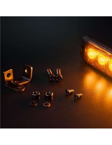 Luz LED de posición ámbar DARK KNIGHT SM6, con lente super oscura, R91, 3,3W 120x8x28mm
