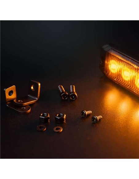 Luz LED de posición ámbar DARK KNIGHT SM6, con lente super oscura, R91, 3,3W 120x8x28mm