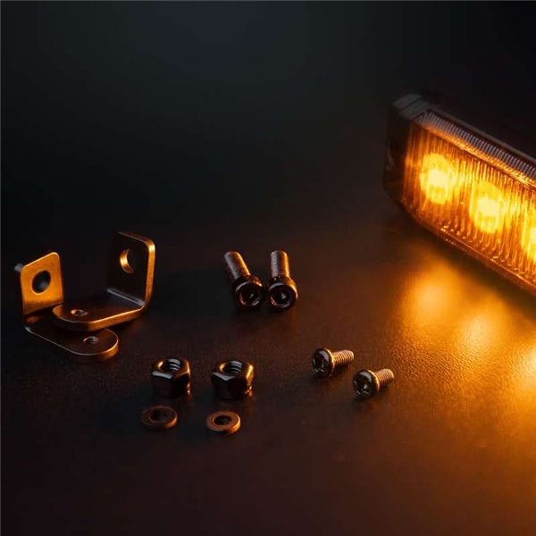 Luz LED de posición ámbar DARK KNIGHT SM6, con lente super oscura, R91, 3,3W 120x8x28mm