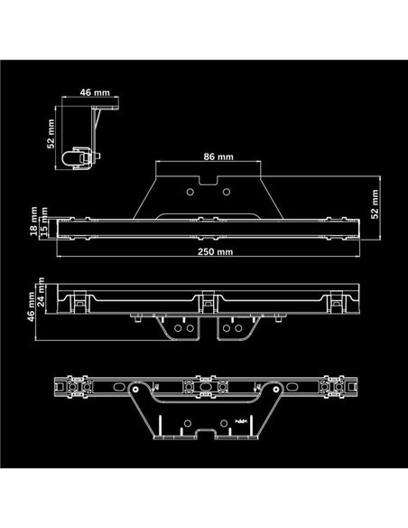 Luz LED de posición delantera larga, blanca FREEDOM DARK LINE, 5W, R148, 250mm