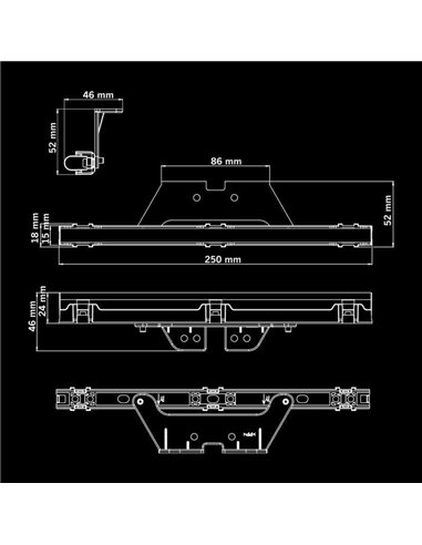 Luz de posição traseira LED vermelha longa, FREEDOM DARK LINE, 35 W, R148, 250 mm