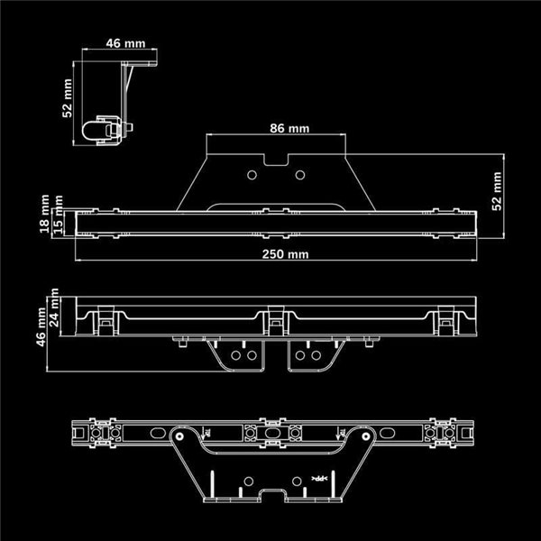 Feu latéral LED ambre long FREEDOM DARK LINE, 6 W, R148, 250 mm