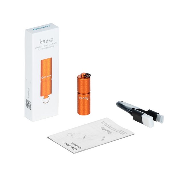 Linterna de llavero LED I1 R 2 PRO 180 Lumens 3.7V 130mAh 10220 batería recargable USB IPX8 Naranja