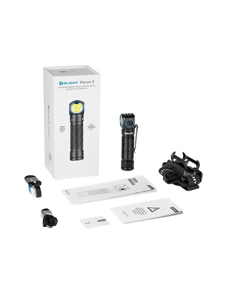 Linterna ligera de mano LED PERUN 3 ANGULO RECTO 3000Lm y 160m alcance, batería 21700 de 4000mAh IP68