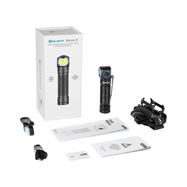 Linterna ligera de mano LED PERUN 3 ANGULO RECTO 3000Lm y 160m alcance, batería 21700 de 4000mAh IP68