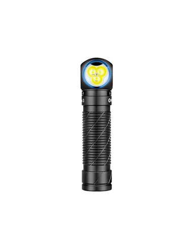 Lanterna portátil PERUN 3 LED, ângulo reto, 3000 lm, alcance de 160 m, bateria 21700 de 4000 mAh, IP68