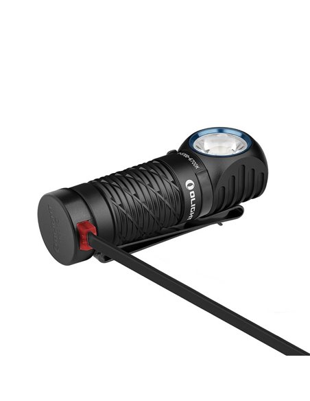 Lampe torche compacte à LED PERUN 2 MINI, angle droit, 1 100 lm, portée de 150 m, batterie rechargeable 650 mAh 3,6 V, IPX8