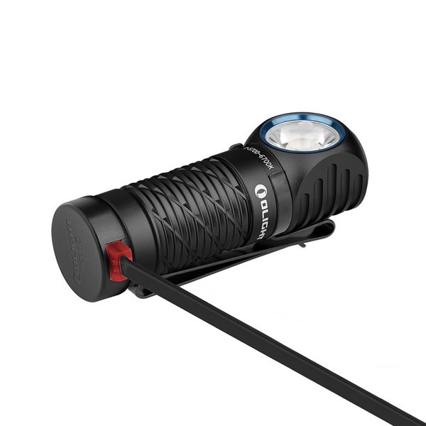 Lampe torche compacte à LED PERUN 2 MINI, angle droit, 1 100 lm, portée de 150 m, batterie rechargeable 650 mAh 3,6 V, IPX8