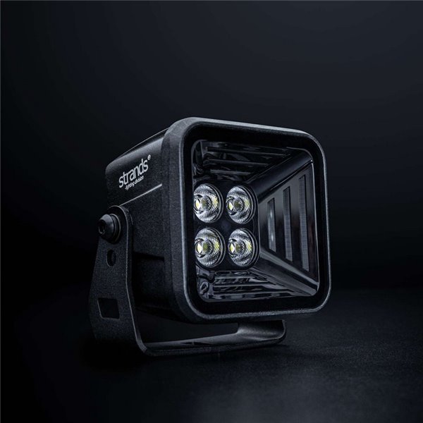 Phare de travail LED STRANDS DARK KNIGHT FORTEX 38 W, 3 200 lm, feu de position rouge, ECE R10 tout-terrain