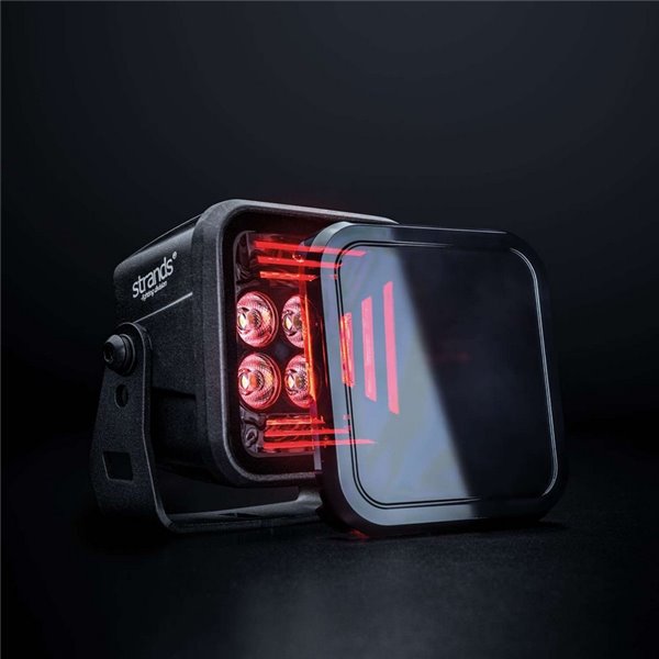 Phare de travail LED STRANDS DARK KNIGHT FORTEX 38 W, 3 200 lm, feu de position rouge, ECE R10 tout-terrain