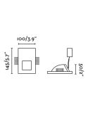 Medidas Empotrable LED de Pared Blanco Mate PLAS SQ 1W 3000K Corte 155x110mm Diseño en Yeso