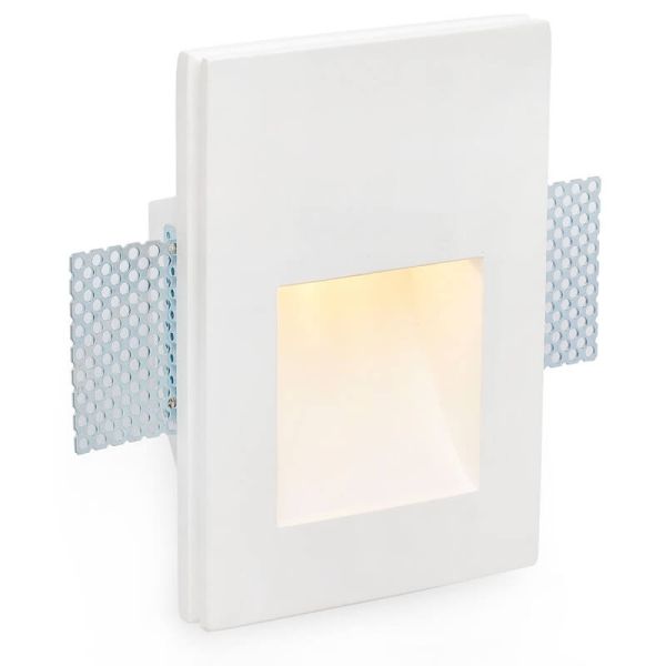 Empotrable LED de Pared Blanco Mate PLAS SQ 1W 3000K Corte 155x110mm Diseño en Yeso