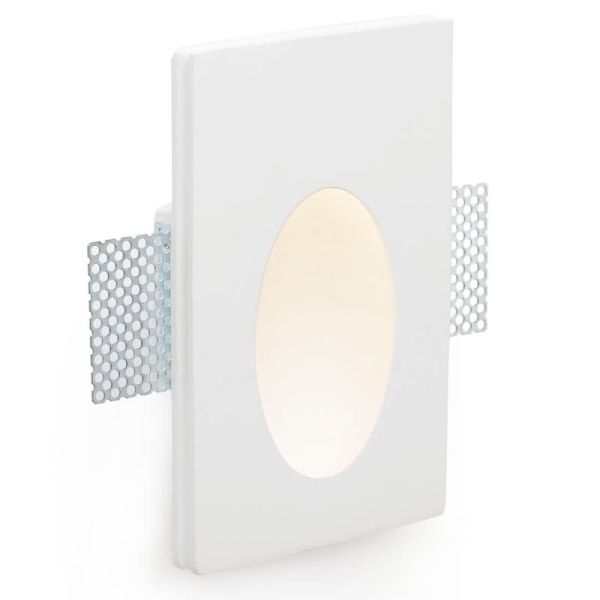 Empotrable LED de Pared PLAS Oval Blanco Mate 1W 3000K – Corte 175x110mm | Diseño en Yeso