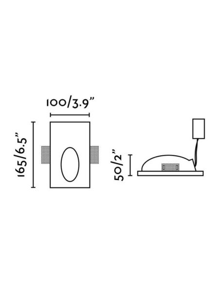 Dimensions Applique LED Encastrable PLAS Ovale Blanc Mat 1W 3000K – Coupe 175x110mm | Conception en plâtre