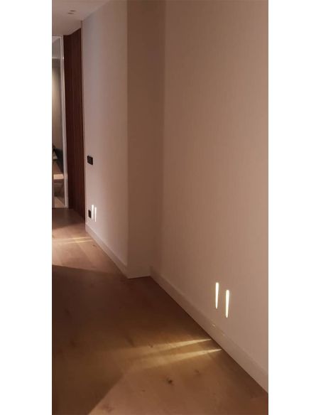 Ambiente Empotrable LED de Pared PLAS RCT Blanco Rectangular 3W 3000K – Corte 248x113mm | Yeso Decorativo