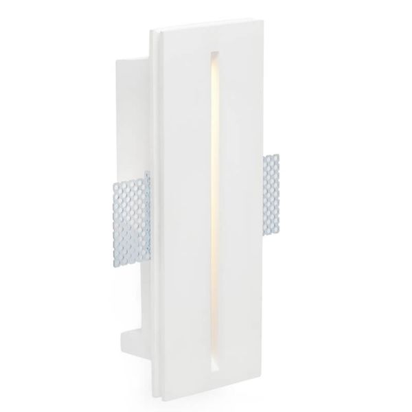 Spot LED encastrable mural PLAS Linéaire Blanc Mat 1W 3000K – Découpe 231x85mm | Conception en plâtre