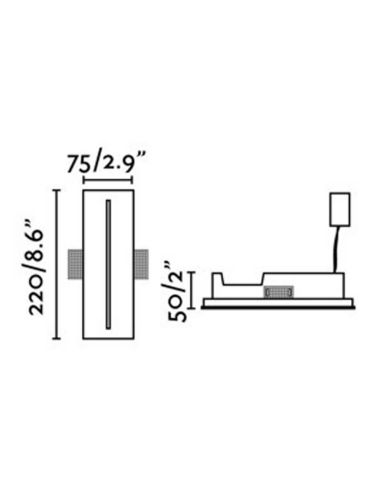 Medidas Empotrable LED de Pared PLAS Linear Blanco Mate 1W 3000K – Corte 231x85mm | Diseño en Yeso