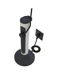 Legrand Base Múltipla Vertical 4 Tomadas Giratórias 2P+T com Proteção e Cabo ON/OFF – 2m | Branco e preto 2