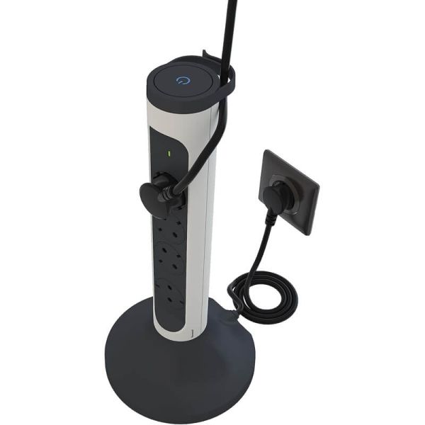 Base Múltiple Vertical Legrand 4 Tomas 2P+T Giratorias con Protección y ON/OFF – Cable 2m | Blanca y Negra