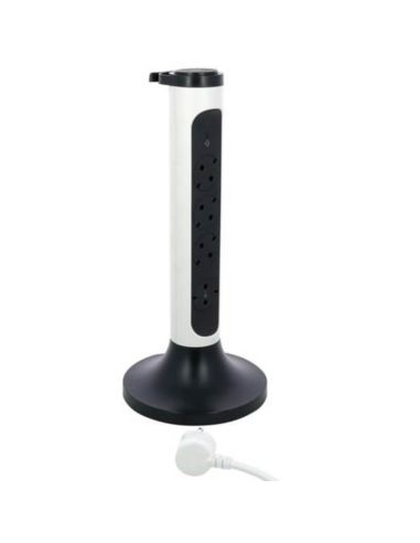 Base Múltiple Vertical Legrand 4 Tomas 2P+T Giratorias con Protección y ON/OFF – Cable 2m | Blanca y Negra