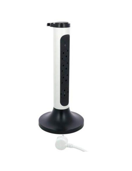Base Múltiple Vertical Legrand 4 Tomas 2P+T Giratorias con Protección y ON/OFF – Cable 2m | Blanca y Negra