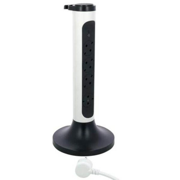 Base Múltiple Vertical Legrand 4 Tomas 2P+T Giratorias con Protección y ON/OFF – Cable 2m | Blanca y Negra