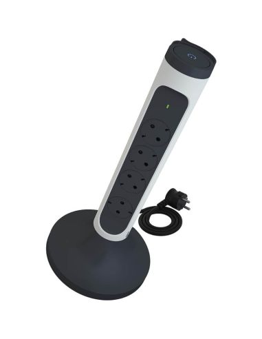 Base Múltiple Vertical Legrand 4 Tomas 2P+T Giratorias con Protección y ON/OFF – Cable 2m | Blanca y Negra
