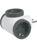 Adaptador Triple Legrand 3 Tomas 2P+T Entrada Lateral – 16A 230V | Blanco y Negro 694520