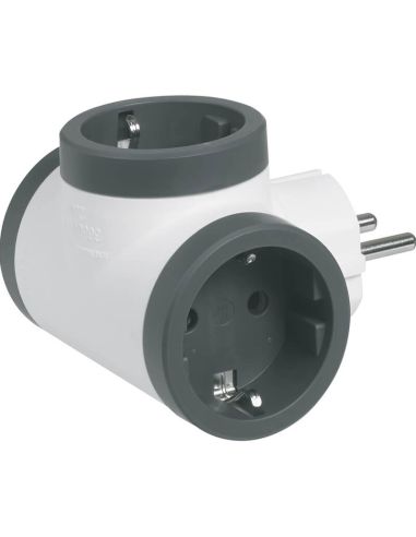 Adaptador Triple Legrand 3 Tomas 2P+T Entrada Lateral – 16A 230V | Blanco y Negro 694520