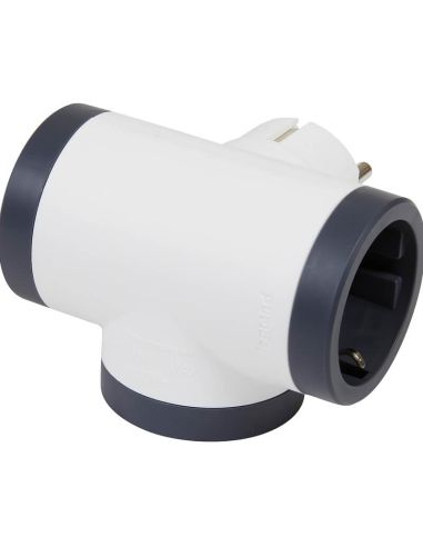 Adaptador Triple Legrand 3 Tomas 2P+T Entrada Lateral – 16A 230V | Blanco y Negro 694520