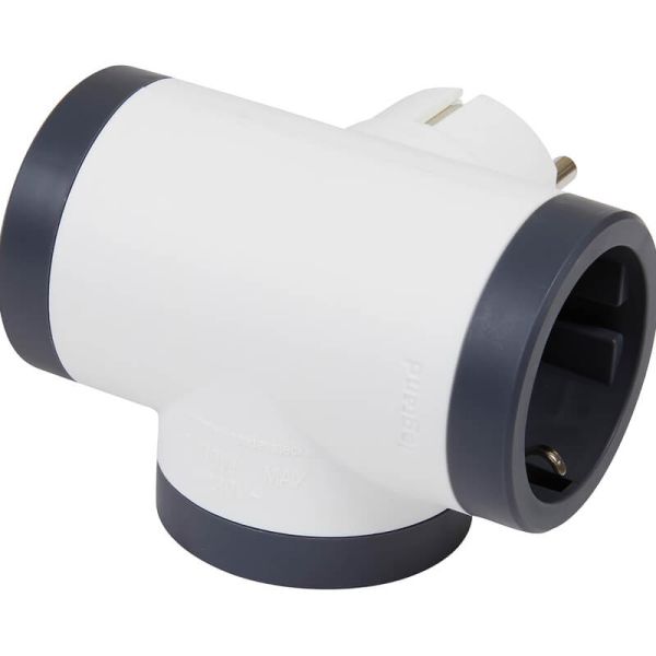 Adaptador Triple Legrand 3 Tomas 2P+T Entrada Lateral – 16A 230V | Blanco y Negro 694520
