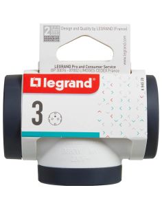 Adaptador triplo Legrand 3 tomadas 2P+T entrada lateral – 16A 230V | Preto e Branco 694520