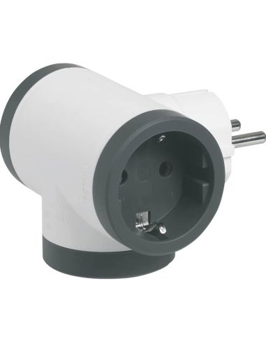 Adaptador triplo Legrand 3 tomadas 2P+T entrada lateral – 16A 230V | Preto e Branco 694520