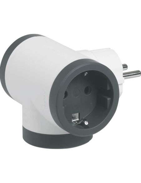 Adaptador Triple Legrand 3 Tomas 2P+T Entrada Lateral – 16A 230V | Blanco y Negro 694520