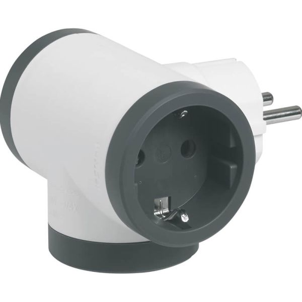 Adaptador Triple Legrand 3 Tomas 2P+T Entrada Lateral – 16A 230V | Blanco y Negro 694520