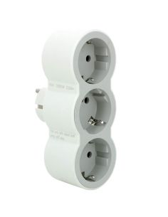Adaptador Triple Legrand 3 Tomas 2P+T Entrada Frontal – 16A 230V | Blanco y Gris Claro 694518