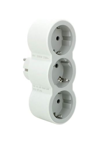 Adaptador triplo Legrand 3 tomadas 2P+T entrada frontal – 16A 230V | Branco e Cinza Claro 694518